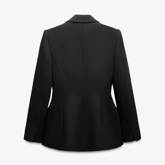 Zara Black Fitted Shoulder Pad Blazer - Picture 2 of 8